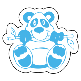 Funny Panda Eating Bamboo Sticker (Baby Blue)